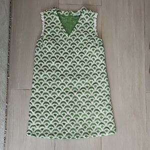 Green and White Sleeveless Mini Dress